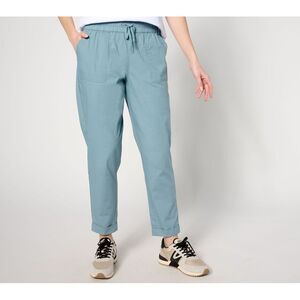 zuda Women's Petite Pants PL Woven Ripstop Ankle Pant Blue A642811